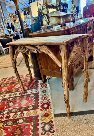 Rustic Driftwood Serpentine Console Mid Late 20th Century
