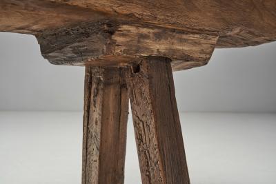 Rustic European Solid Wood Table Europe ca 1940s