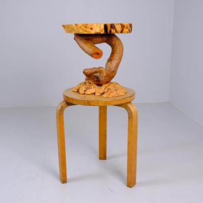 Rustic Finnish Organic Wooden Small Table Flower Stand Finland 1980s