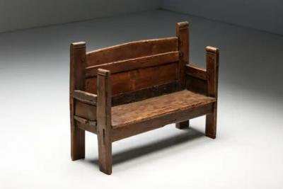 Rustic Folk Art Bench Spain 19th Century