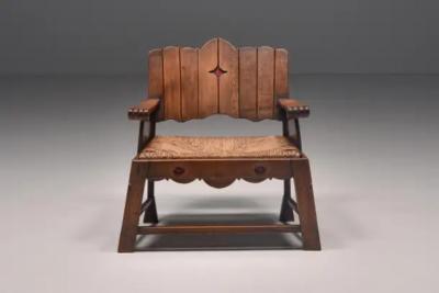 Rustic Folk Art Lounge Chair UK 1920s