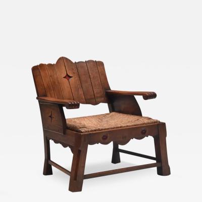 Rustic Folk Art Lounge Chair UK 1920s