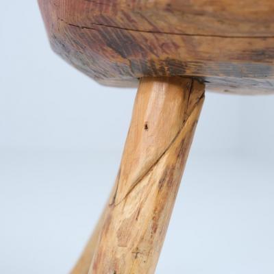 Rustic Folk Art Peasant Stool in Pine and String Finland 1800s