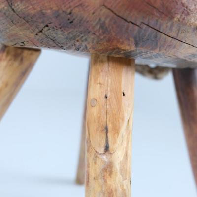 Rustic Folk Art Peasant Stool in Pine and String Finland 1800s