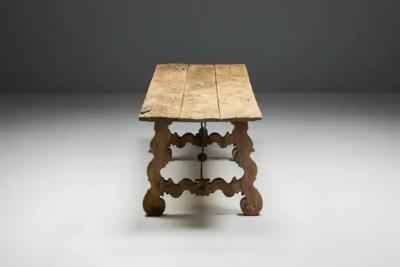 Rustic Folk Art Trestle Table Spain 19th Century