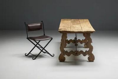Rustic Folk Art Trestle Table Spain 19th Century