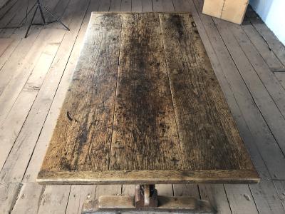 Rustic French 17th Century Oak and Chestnut Trestle Dining Table