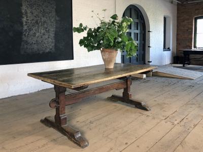 Rustic French 17th Century Oak and Chestnut Trestle Dining Table