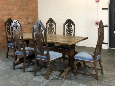 Rustic French 17th Century Oak and Chestnut Trestle Dining Table