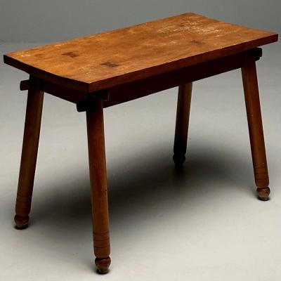 Rustic French Mid Century Modern Provincial Oak Console Table Farmhouse