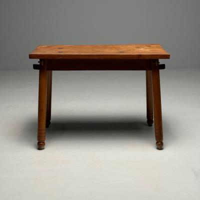 Rustic French Mid Century Modern Provincial Oak Console Table Farmhouse