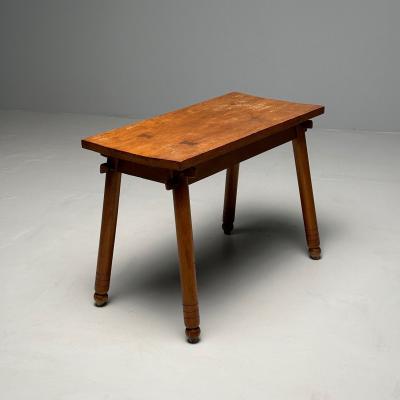 Rustic French Mid Century Modern Provincial Oak Console Table Farmhouse