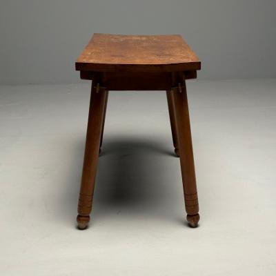 Rustic French Mid Century Modern Provincial Oak Console Table Farmhouse