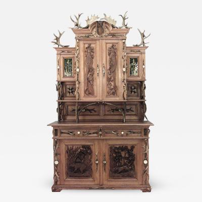 Rustic German 19th Cent Oak Hutch Cabinet