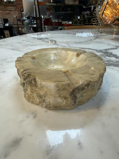 Rustic Hand Carved Marble Ashtray with Natural Raw Edge