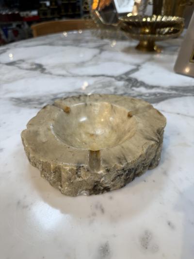 Rustic Hand Carved Marble Ashtray with Natural Raw Edge