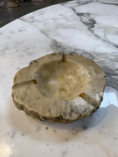 Rustic Hand Carved Marble Ashtray with Natural Raw Edge