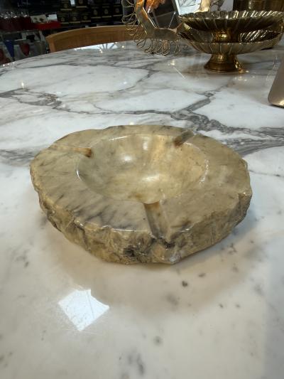 Rustic Hand Carved Marble Ashtray with Natural Raw Edge