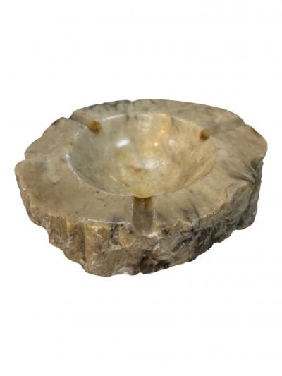 Rustic Hand Carved Marble Ashtray with Natural Raw Edge