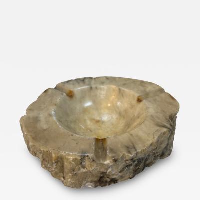 Rustic Hand Carved Marble Ashtray with Natural Raw Edge