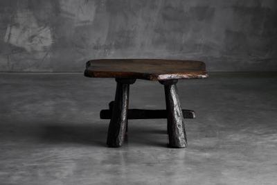 Rustic Hand Carved Side Table France 19th Century