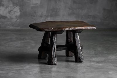 Rustic Hand Carved Side Table France 19th Century