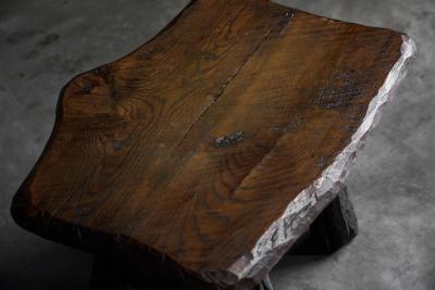 Rustic Hand Carved Side Table France 19th Century