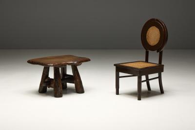 Rustic Hand Carved Side Table France 19th Century