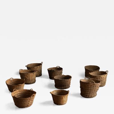 Rustic Handwoven Oversized Baskets Early 20th Century