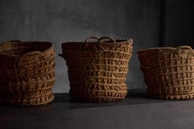 Rustic Handwoven Oversized Baskets France Early 20th Century