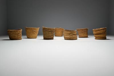 Rustic Handwoven Oversized Baskets France Early 20th Century
