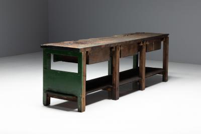 Rustic Industrial Workbench France Early 20th Century