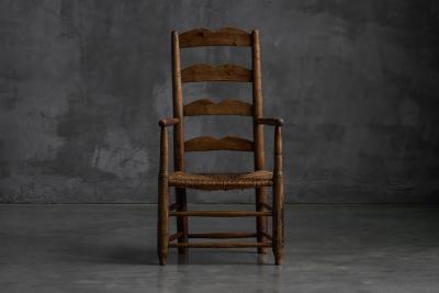 Rustic Ladder Back Armchair France Early 20th Century