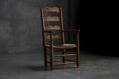 Rustic Ladder Back Armchair France Early 20th Century