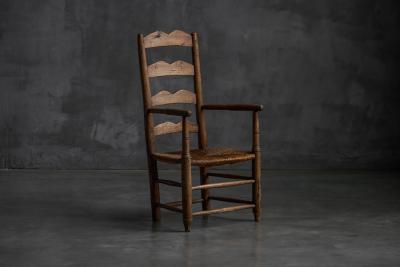 Rustic Ladder Back Armchair France Early 20th Century