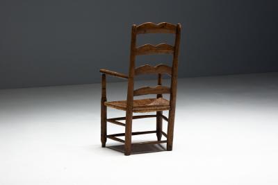 Rustic Ladder Back Armchair France Early 20th Century