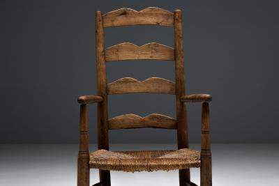 Rustic Ladder Back Armchair France Early 20th Century