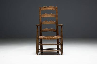 Rustic Ladder Back Armchair France Early 20th Century
