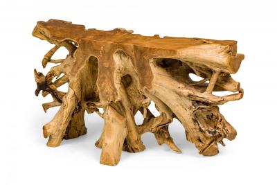 Rustic Live Edge Tree Root ConsoleTable