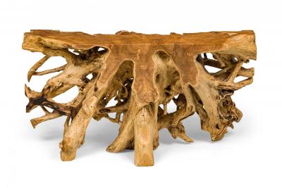 Rustic Live Edge Tree Root ConsoleTable