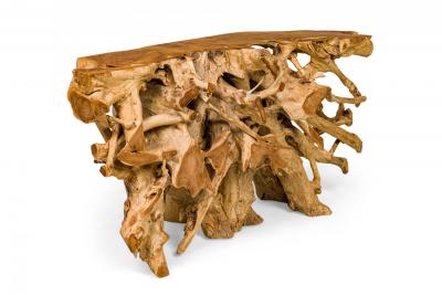 Rustic Live Edge Tree Root ConsoleTable