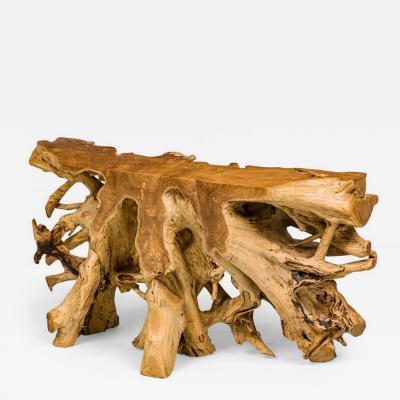 Rustic Live Edge Tree Root ConsoleTable
