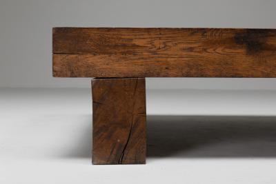 Rustic Modern Rectangular Coffee Table in Solid Oak 1960s