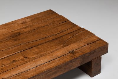 Rustic Modern Rectangular Coffee Table in Solid Oak 1960s