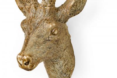 Rustic Mounted Resin Buckhead Sculpture