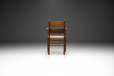 Rustic Oak and Rush Armchair Europe 1930s