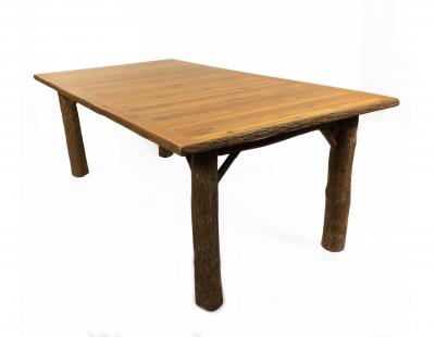 Rustic Old Hickory Dining Table with Bark Legs