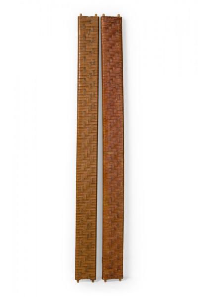 Rustic Old Hickory Log and Woven Rattan Full Bed Frame