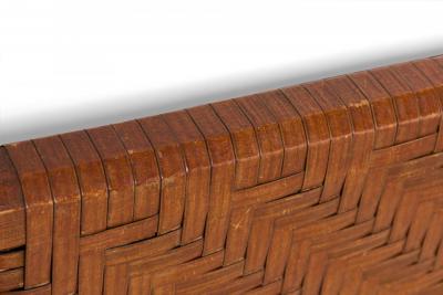 Rustic Old Hickory Log and Woven Rattan Full Bed Frame