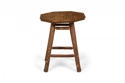 Rustic Old Hickory Octagonal Top Wood and Log End Side Table